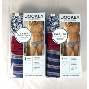 Jockey Mens Bikini Underwear Size L  Everyday Casual Cotton Stretch 2 x 3-Packs